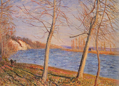 Alfred Sisley, Riverbank at Veneaux Fine Art Reproduction Oil Painting