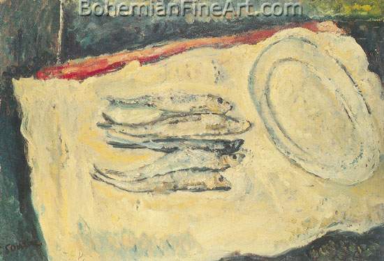 Chaim Soutine, Still Life with Herrings and an Oval Plate Fine Art Reproduction Oil Painting