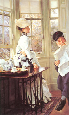 James Tissot, Reading the News Fine Art Reproduction Oil Painting