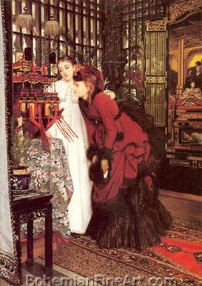 James Tissot, Juenes Femmes Regardant Des Objets Japonais Fine Art Reproduction Oil Painting
