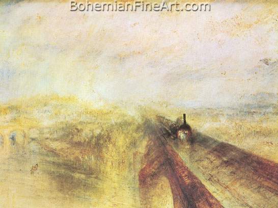Joseph Mallord William Turner, Rain+ Steam and Speed Fine Art Reproduction Oil Painting