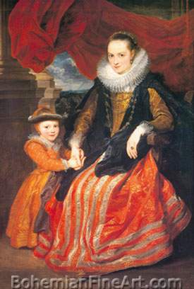 Sir Anthony Van Dyck, Portrait of Susanna Fourment and her Daughter Fine Art Reproduction Oil Painting