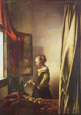 Johannes Vermeer, Girl Reading a Letter at an Open Window Fine Art Reproduction Oil Painting