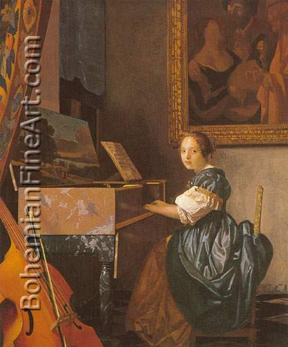 Johannes Vermeer, A Lady Seated at the Virginals Fine Art Reproduction Oil Painting