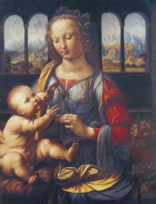 Leonardo Da Vinci, Madonna with Carnation Fine Art Reproduction Oil Painting