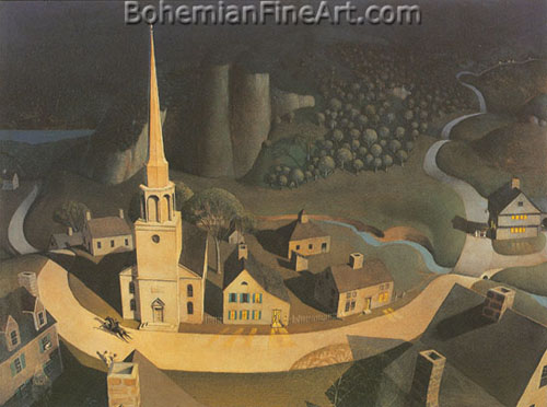 Grant Wood, Midnight Ride of Paul Revere Fine Art Reproduction Oil Painting