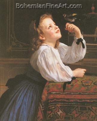 Adolphe-William Bouguereau, The Pet Bird Fine Art Reproduction Oil Painting