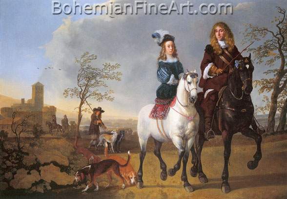 Aelbert Cuyp, Lady and Gentleman on Horeseback Fine Art Reproduction Oil Painting