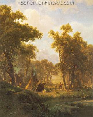 Albert Bierstadt, Indian Encampment+ Shoshone Village Fine Art Reproduction Oil Painting