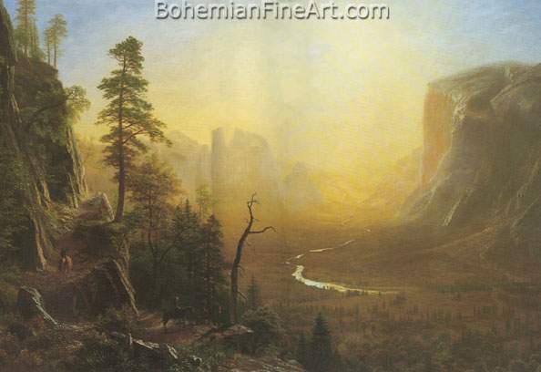 Albert Bierstadt, Yosemite Valley+ Glacier Point Trail Fine Art Reproduction Oil Painting