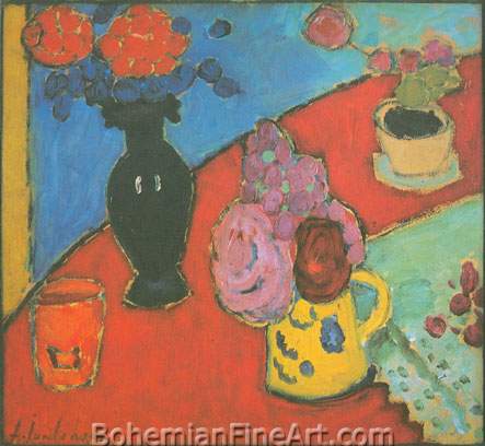 Alexei von Jawlensky, Still Life with Vase and Jug Fine Art Reproduction Oil Painting