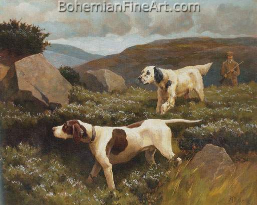 Alfred Duke, An English Setter and Pointer Fine Art Reproduction Oil Painting