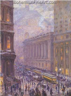 Alfred Juergens, La Salle Street at Close of Day Fine Art Reproduction Oil Painting