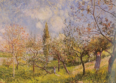 Alfred Sisley, Orchard in Spring - By Fine Art Reproduction Oil Painting