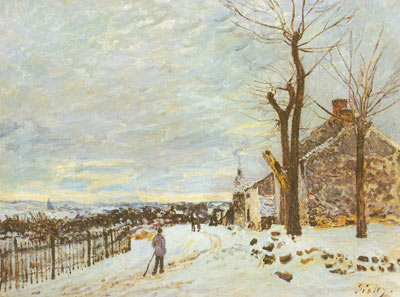 Alfred Sisley, Snowy Weather at Veneaux Nadon Fine Art Reproduction Oil Painting