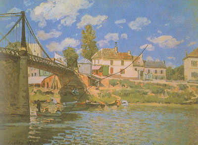 Alfred Sisley, The Bridge at Villeneuve  La Garenne Fine Art Reproduction Oil Painting