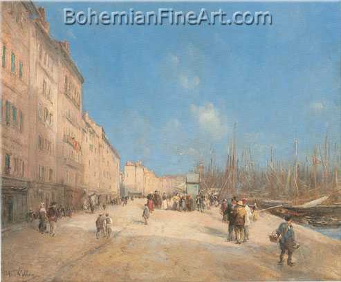 Antoine Vollon, Along the Docks+ Marseille Fine Art Reproduction Oil Painting