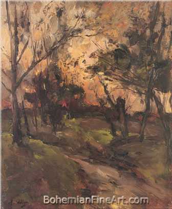 Antoine Vollon, View of a Stream at Sunset Fine Art Reproduction Oil Painting