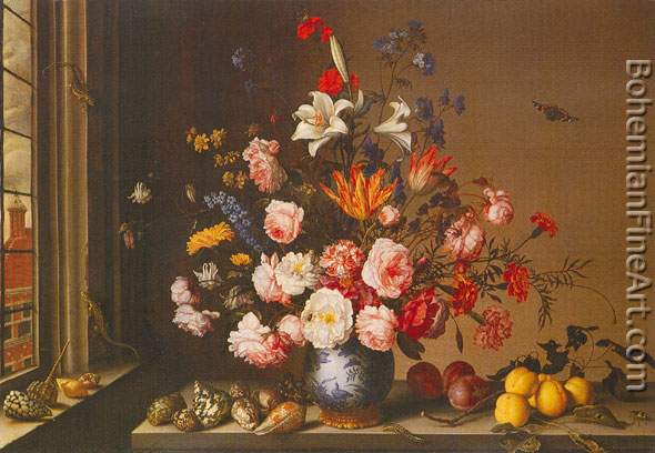 Balthazar van der Ast, Vase of Flowers by a Window Fine Art Reproduction Oil Painting