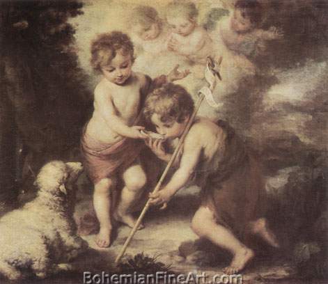 Bartolome Esteban Murillo, The Infant Christ and St John Fine Art Reproduction Oil Painting