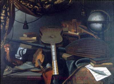 Bartolomeo Bettera, Still Life with Musical Instruments Fine Art Reproduction Oil Painting
