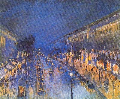 Camille Pissarro, The Boulevard Montmatre at Night Fine Art Reproduction Oil Painting
