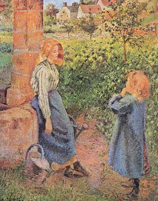 Camille Pissarro, Woman and Child at a Well Fine Art Reproduction Oil Painting