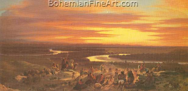 Carl Wimar, Indians Approaching Fort Union Fine Art Reproduction Oil Painting