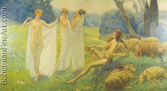 Carlos Shwabe, The Judgement of Paris Fine Art Reproduction Oil Painting