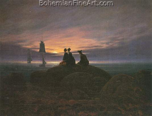 Caspar David Friedrich, Moonrise over the sea Fine Art Reproduction Oil Painting