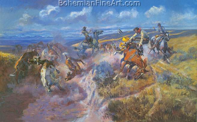 Charles M. Russell, A Tight Dally and Loose Latigo Fine Art Reproduction Oil Painting