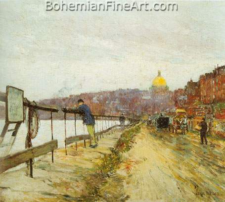 Childe Hassam, Charles River and Beacon Hill Fine Art Reproduction Oil Painting