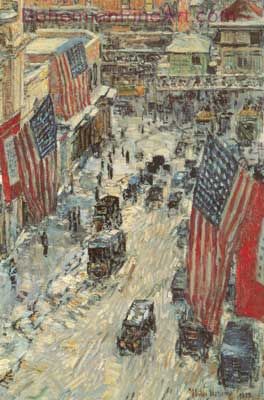 Childe Hassam, Flags on Fifty-Seventh Street Fine Art Reproduction Oil Painting