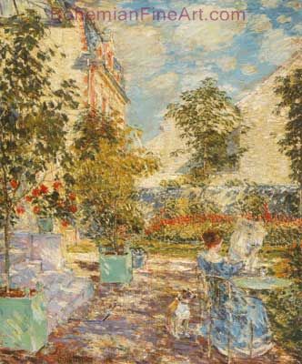 Childe Hassam, In a French Garden Fine Art Reproduction Oil Painting