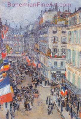 Childe Hassam, July Fourteenth+ Rue Daunou Fine Art Reproduction Oil Painting