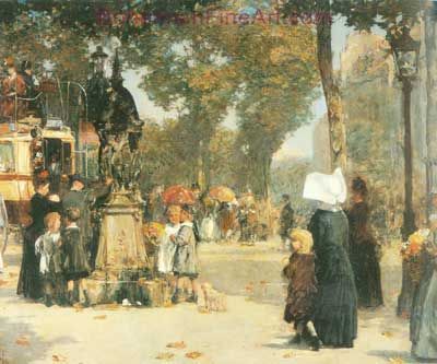 Childe Hassam, Paris Street Scene Fine Art Reproduction Oil Painting