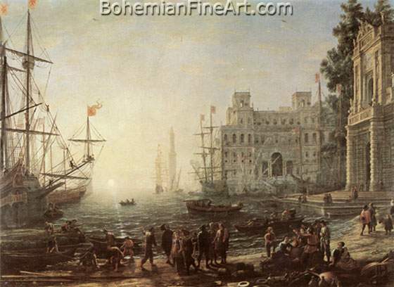 Claude Gellee Lorrain, Seaport with Villa Medici Fine Art Reproduction Oil Painting