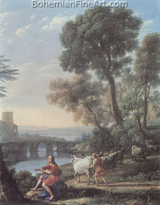 Claude Gellee Lorrain, View of Delphi with Sacrificial Procession Fine Art Reproduction Oil Painting