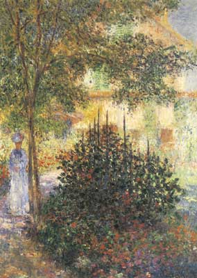 Claude Monet, Camille in the Garden of the House at Argenteuil Fine Art Reproduction Oil Painting