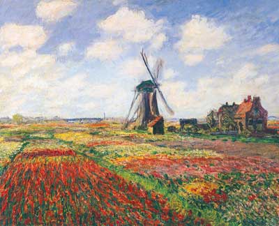 Claude Monet, Tulip Fields with the Rijnsburg Windmill Fine Art Reproduction Oil Painting