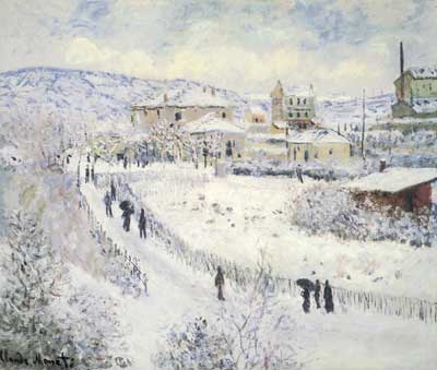 Claude Monet, View of Argenteuil+ Snow Fine Art Reproduction Oil Painting