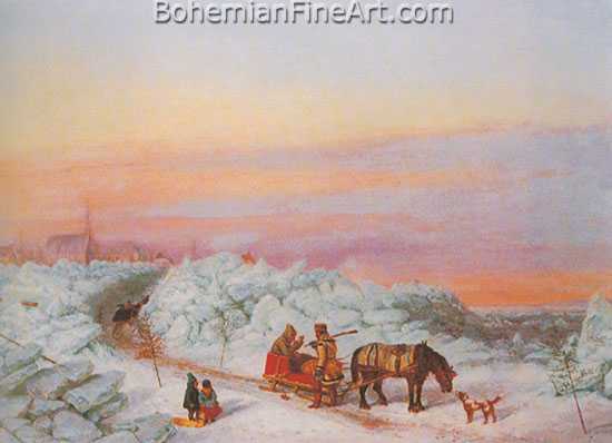 Cornelius Krieghoff, Habitants in Winter Fine Art Reproduction Oil Painting