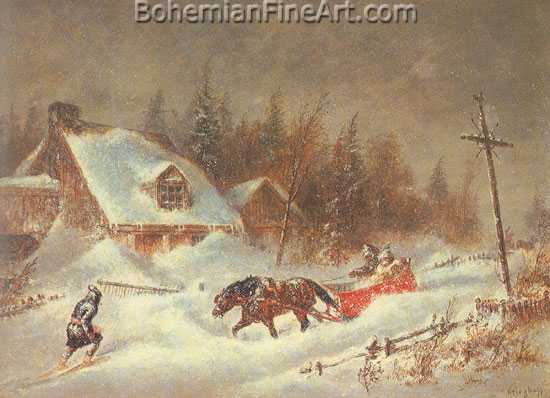 Cornelius Krieghoff, The Blizzard Fine Art Reproduction Oil Painting