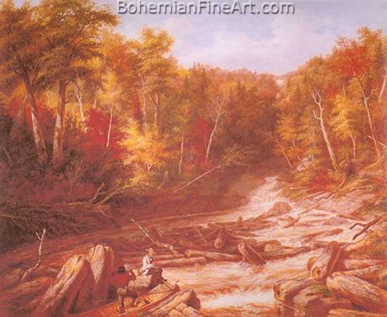 Cornelius Krieghoff, The Falls of the Little Shawinigan Fine Art Reproduction Oil Painting