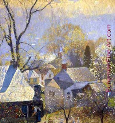Daniel Garber, Springtime in the Village Fine Art Reproduction Oil Painting