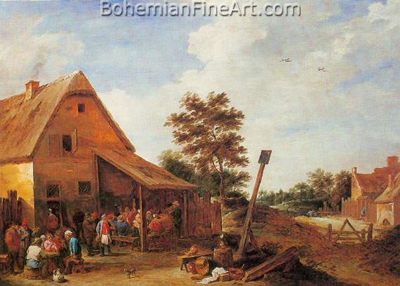 David Teniers the Younger, Peasants Merrymaking before an Inn Fine Art Reproduction Oil Painting