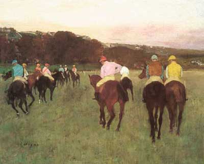 Edgar Degas, Racehorses at Longchamp Fine Art Reproduction Oil Painting