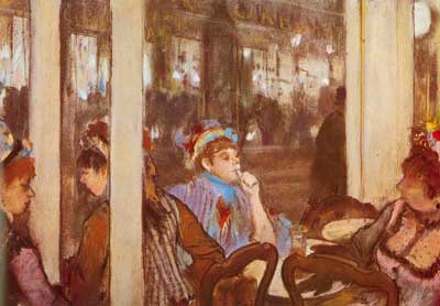 Edgar Degas, Women on a Cafe Terrace (Pastel on Paper) Fine Art Reproduction Oil Painting