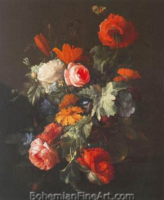 Elias van den Broeck, Flower Piece Fine Art Reproduction Oil Painting