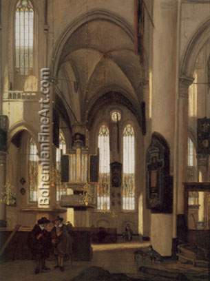 Emmanuel de Witte, Interior of a Gothic Protestant Church Fine Art Reproduction Oil Painting